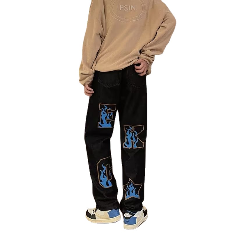 Quần jeans Dài In Chữ Phong Cách Thời Trang Nhật Bản Dành Cho Nam Giới Có Size S-3XL