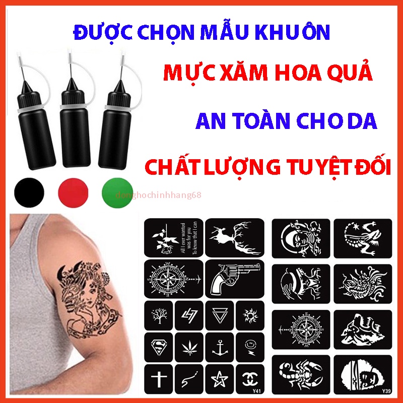 Hình Xăm Tạm Thời 15 Ngày ❤️ĐƯỢC CHỌN KHUÔN VÀ MÀU MỰC❤️1 Bộ Sản Phẩm Gồm Mực + ( 20 – 70) Hình Phù Hợp Cả Nam Và Nữ