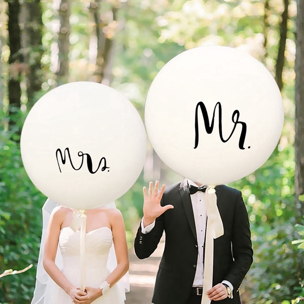 Set 2 Bong Bóng 32 Inch In Chữ Just Married Mr Mrs Trang Trí Tiệc Cưới