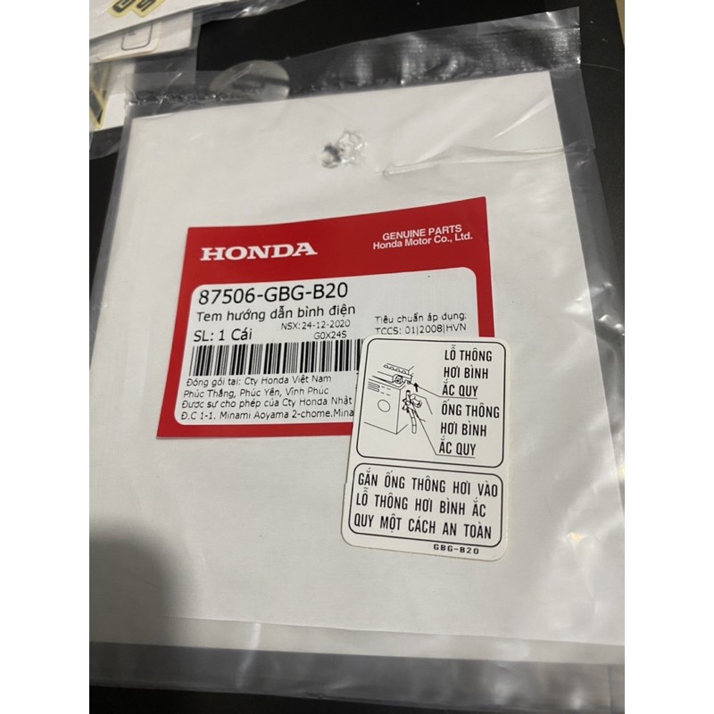 Tem Chính Hãng Honda