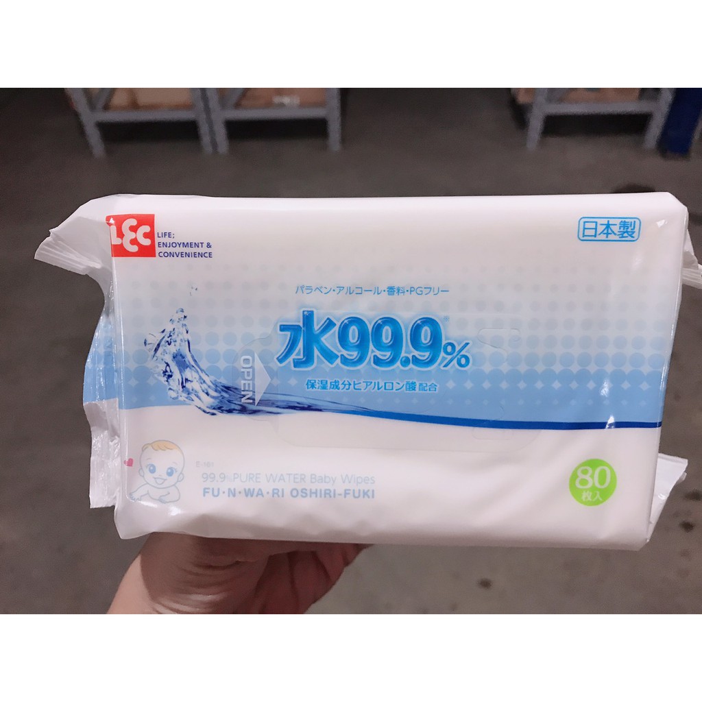 [24 gói] Giấy ướt Nhật Lec E-161 80 tờ 99.9% nước tinh khiết không mùi, không cồn, an toàn cho làn da bé