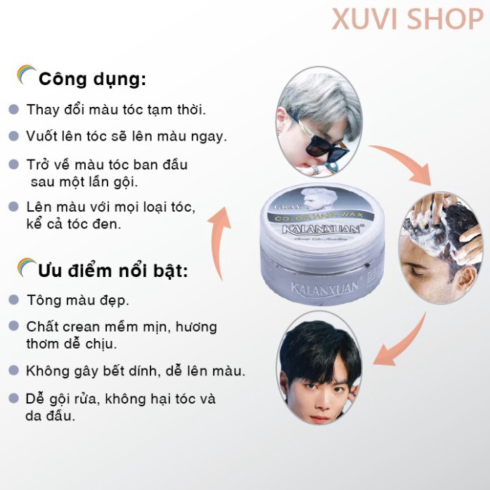 hot Sáp Vuốt Nhuộm Tóc Đổi Màu Tạm Thời KALANXUAN 100ml 9 Màu Sắc Lựa Chọn Chính Hãng - XUVI SHOP cực chất