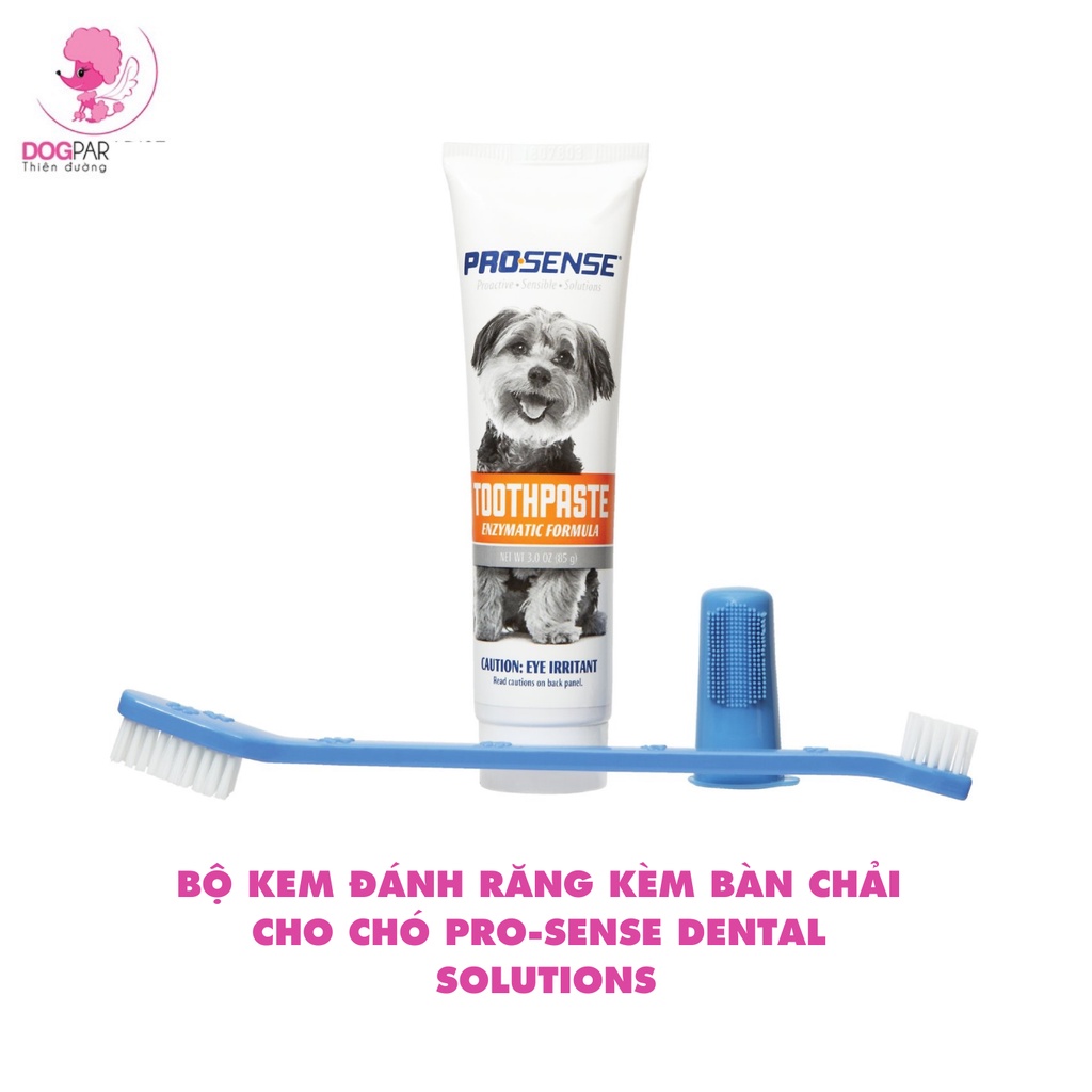 Bộ kem đánh răng kèm bàn chải cho chó Pro-Sense Dental Solutions hơi thở thơm mát hương bạc hà 85g - Dog Paradise