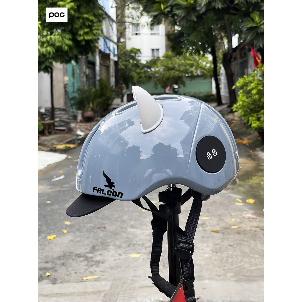 ( Tặng tai mèo và lưỡi trai) MŨ BẢO HIỂM THỂ THAO POC FALCON F05 XI MĂNG BÓNG CHÍNH HÃNG