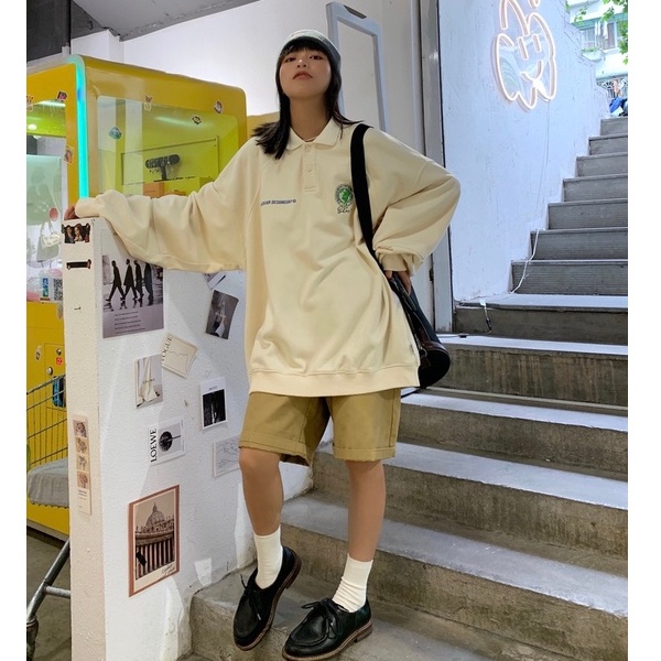 Porozi  Áo thun polo  tay dài phong cách Hàn Quốc thời trang trẻ trung