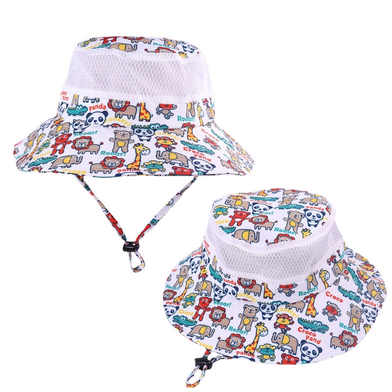 Mũ Tai Bèo Chống Nắng Thoáng Khí Có Thể Điều Chỉnh Dây Đeo Họa Tiết Hoạt Hình Dễ Thương Cho Bé