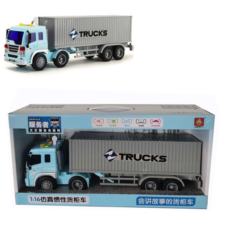 Xe đầu kéo chở hàng cỡ lớn đồ chơi trẻ em âm thanh và đèn xe bằng nhựa cao cấp