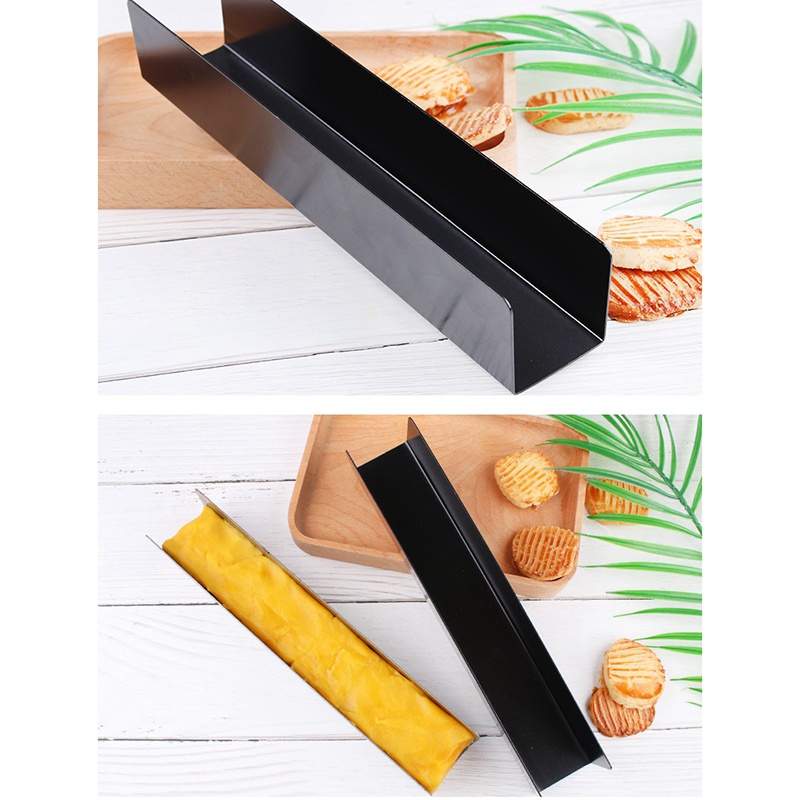 Khuôn làm bánh quy nam việt quất hình chữ U 10 Inch Khuôn làm bánh quy hình chữ nhật chống dính Khuôn bánh mì kiểu Pháp Dụng cụ nướng-Đen