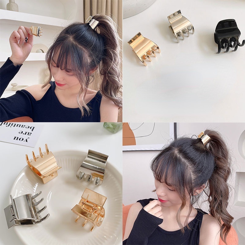 Kẹp tóc hình hàm cá mập nhỏ nhắn bằng kim loại phong cách Hàn Quốc xinh xắn dành cho nữ