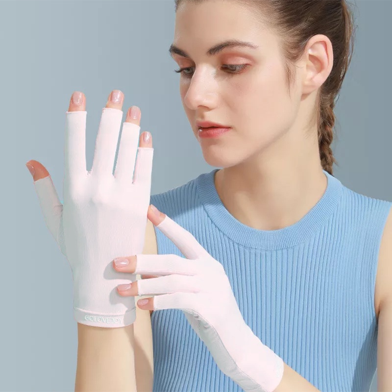 Set 2 Găng Tay Hở Ngón Chống Tia UV Ánh Sáng Trắng