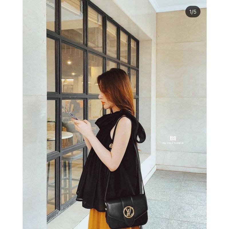 [ Hàng Cao Cấp ] Áo sát nách 3 lỗ nữ cổ nơ xếp ly FUHO chất tơ lụa kiểu điệu đà thời trang công sở và đi chơi