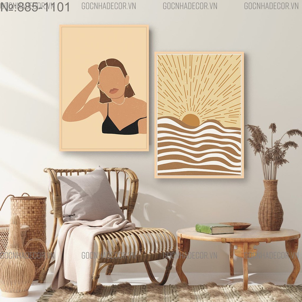 Bộ 2 Tranh decor cực HOT- Tranh in canvas cao cấp- Tặng kèm đinh treo tranh- Mã 885