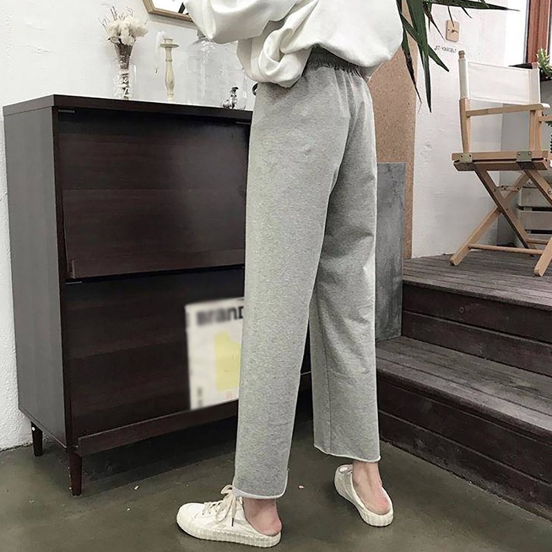 Women Casual Spring Summer Solid Color Loose Wide Leg Loose Elastic High Waist Tie Straight Casual Nine Pants | BigBuy360 - bigbuy360.vn