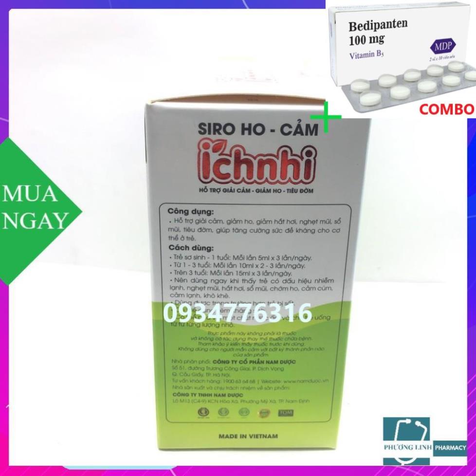 Combo Bedipanten 100mg +  TPBVSK Siro ho cảm Ích nhi Hộp 30 gói x 5g