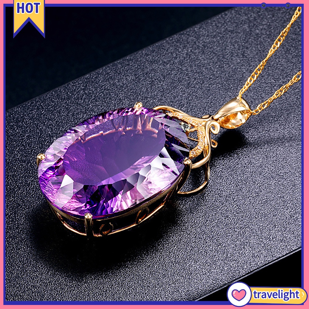 Vòng cổ Mặt Đá Thạch Anh Hình Oval Lớn Thời Trang
