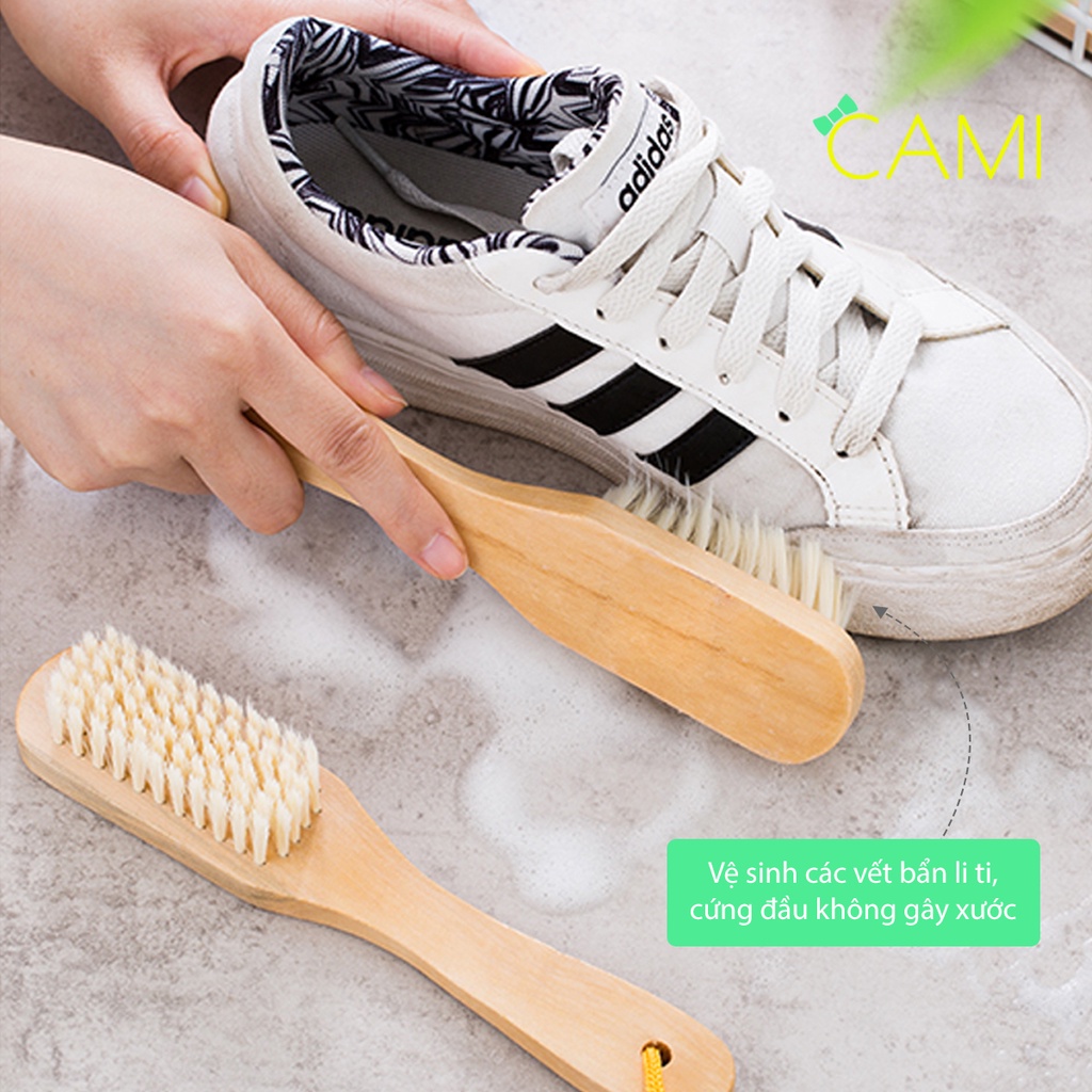 Bàn chải cán gỗ, sợ nhựa cao cấp vệ sinh giày dép, đồ gia dụng, quần áo - Cami - CMPK241