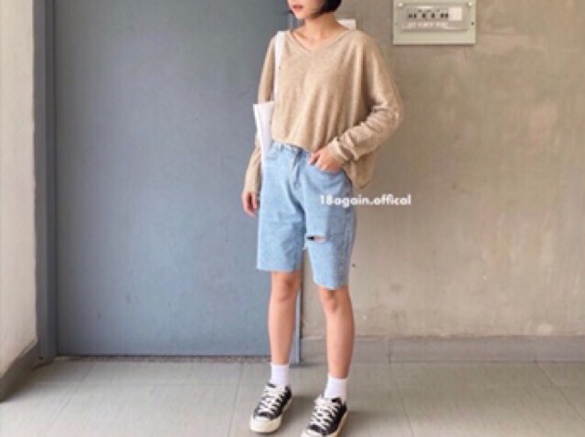 (Size 30~36)Quần Ngố BIG SIZE- LƯNG CAO TRÊN RỐN - Rách 1 Đùi/ Rách 1 Hông Sau/1 Túi Tàng Hình