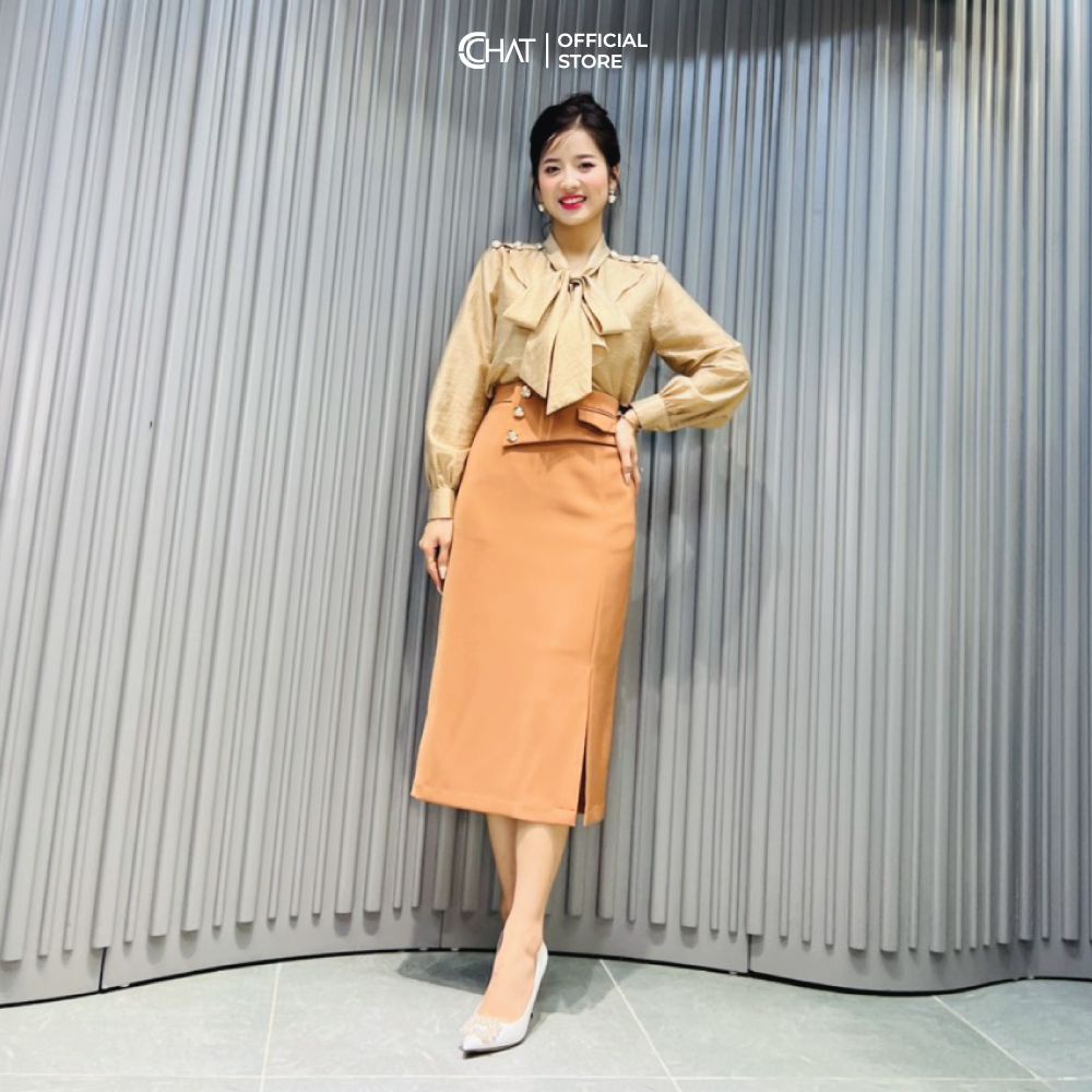 Áo kiểu bèo nơ cúc vai CChat Clothes