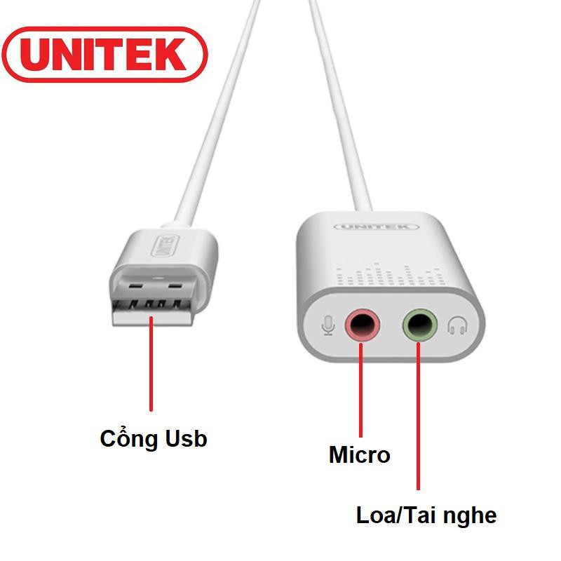 USB sound UNITEK Y247 -Chuyển cổng USB ra 2 cổng âm thanh và micro jack 3.5mm