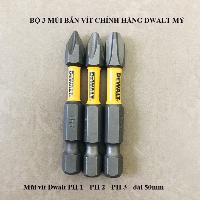 Bộ 3 Mũi Vít DeWalt Chính Hãng Ph1 - Ph2 - Ph3