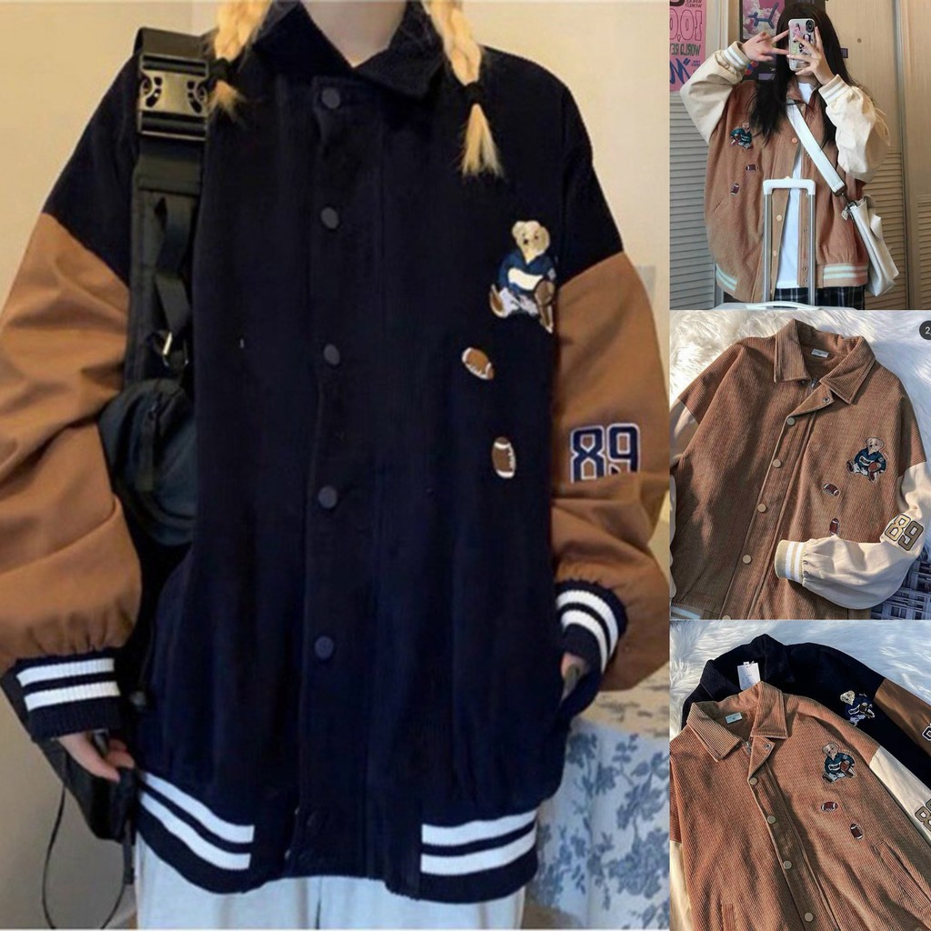 [Kèm Quà] Áo Khoác Kaki Nam Nữ Unisex - Áo Jacket Bombers Gấu Vải Nhung Siêu Hot | BigBuy360 - bigbuy360.vn