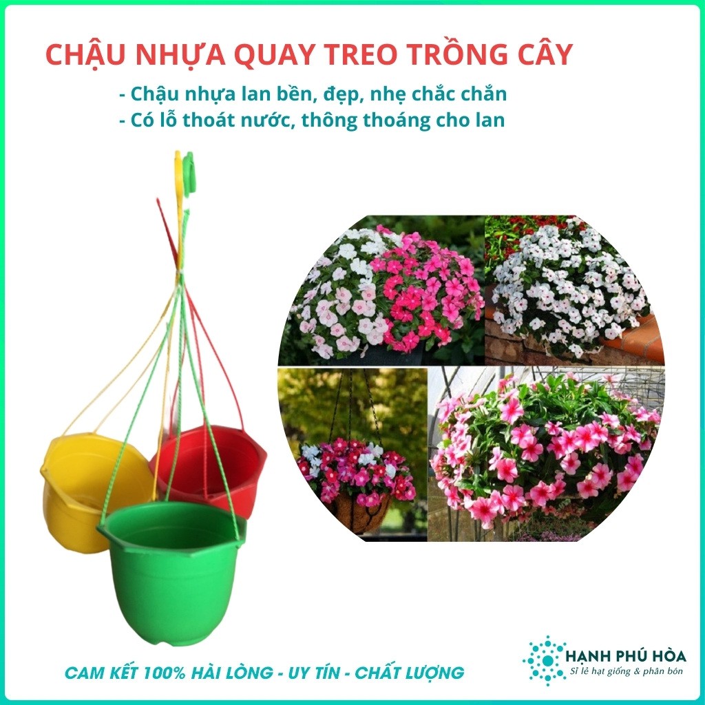 Bộ 5 Chậu Nhựa Quay Treo- Nhiều Màu- Được Làm bằng chất liệu nhựa cao cấp (PP), chịu nhiệt tốt, không phai màu