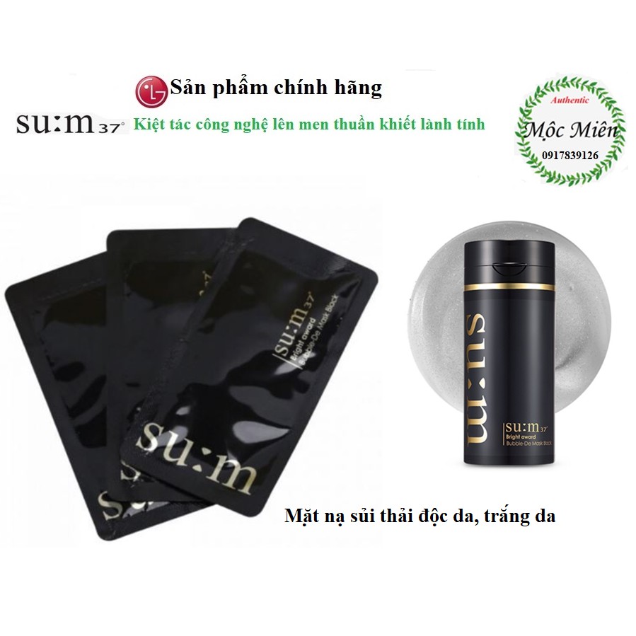 Gói mặt nạ Sum đen sủi bọt thải độc, cung cấp oxy cho da, dưỡng trắng Su:m37 Bright Award Bubble-De Mask Pack