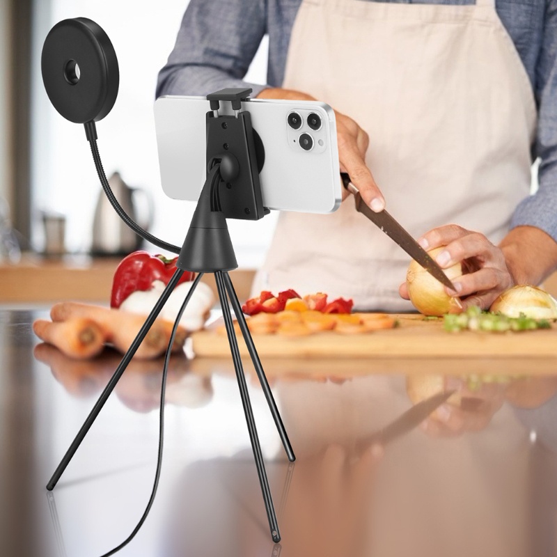 Giá Đỡ Đèn LED Chụp Ảnh Selfie Kèm Chân Tripod Điều Khiển Từ Xa 3 Màu Tùy Chọn