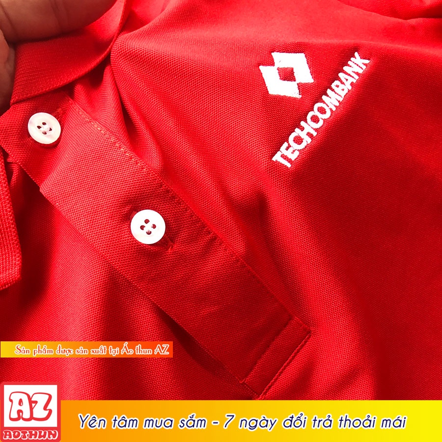 Áo thun đồng phục ngân hàng techcombank logo thêu - Vải cá sấu poly cao cấp AT22