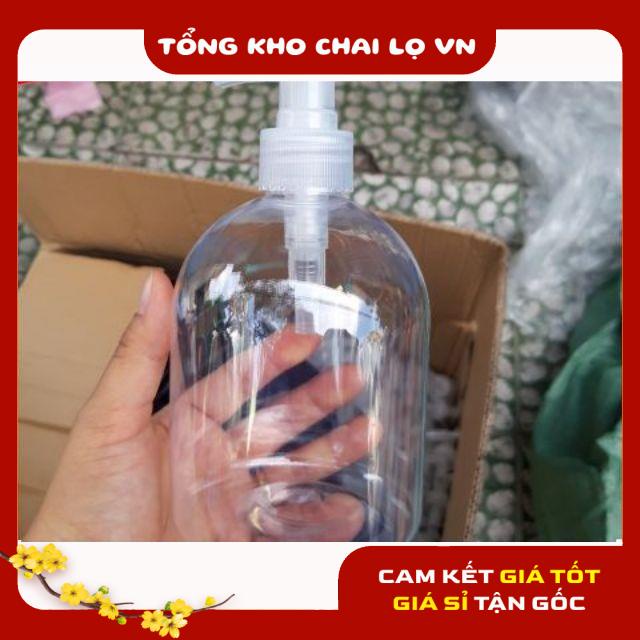 Chai Chiết Mĩ Phẩm ❤ SIÊU RẺ ❤ Chai nhựa pet vòi nhấn sữa tắm 500ml Thân Lùn chiết sữa tắm, gel rửa tay .