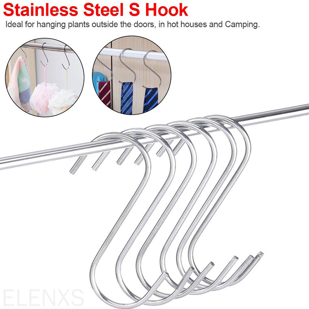 Set 10 móc treo hình chữ s bằng thép không gỉ tiện dụng cho nhà bếp