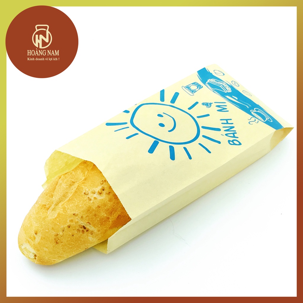 100 Túi Giấy Bánh Mì mặt trời loại giấy tốt 240 x 100 x 40 mm