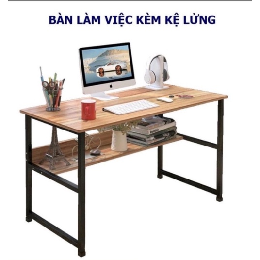 Bàn học làm việc có giá lửng,bàn học thiết kế kiểu Hàn khung thép