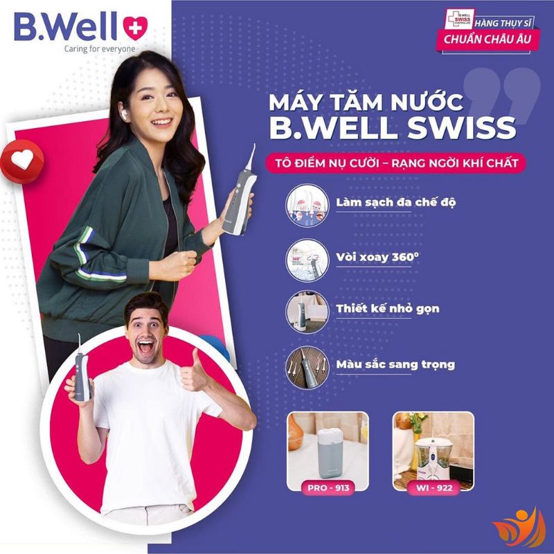 Máy tăm nước B.Well Swiss WI-912 chính hãng Thụy Sỹ - Bảo hành 2 năm