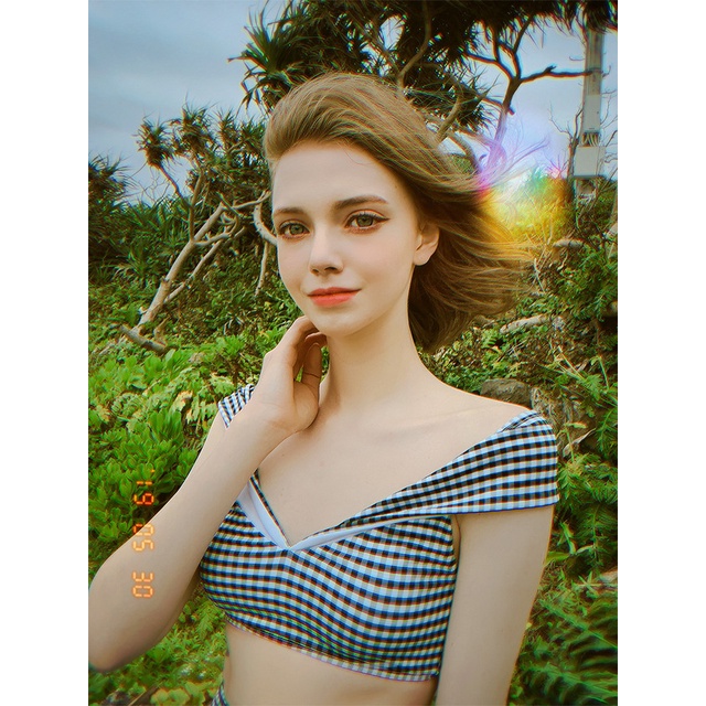 Bộ Đồ Bơi Bikini Eo Cao Nhún Bèo Chất Liệu Nylon Màu Sắc Cổ Điển Phong Cách Hàn Quốc Thời Trang Cho Nữ | BigBuy360 - bigbuy360.vn