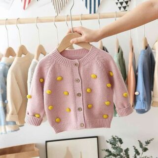 Áo khoác len quả bông cho bé