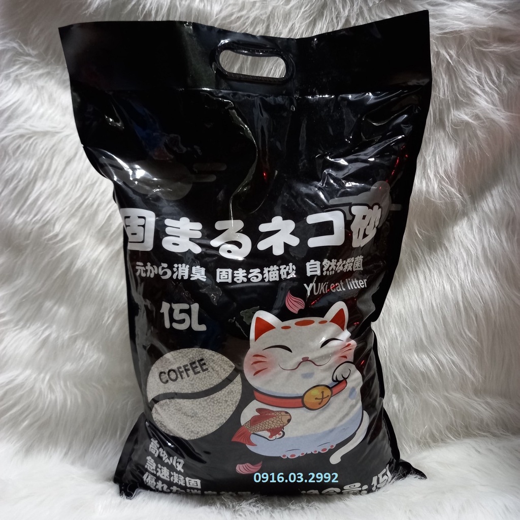 [Mã PET50K giảm Giảm 10% - Tối đa 50K đơn từ 250K] Cát vệ sinh cho mèo cát Nhật Yuki 15L, Cát vệ sinh khử mùi vón cục