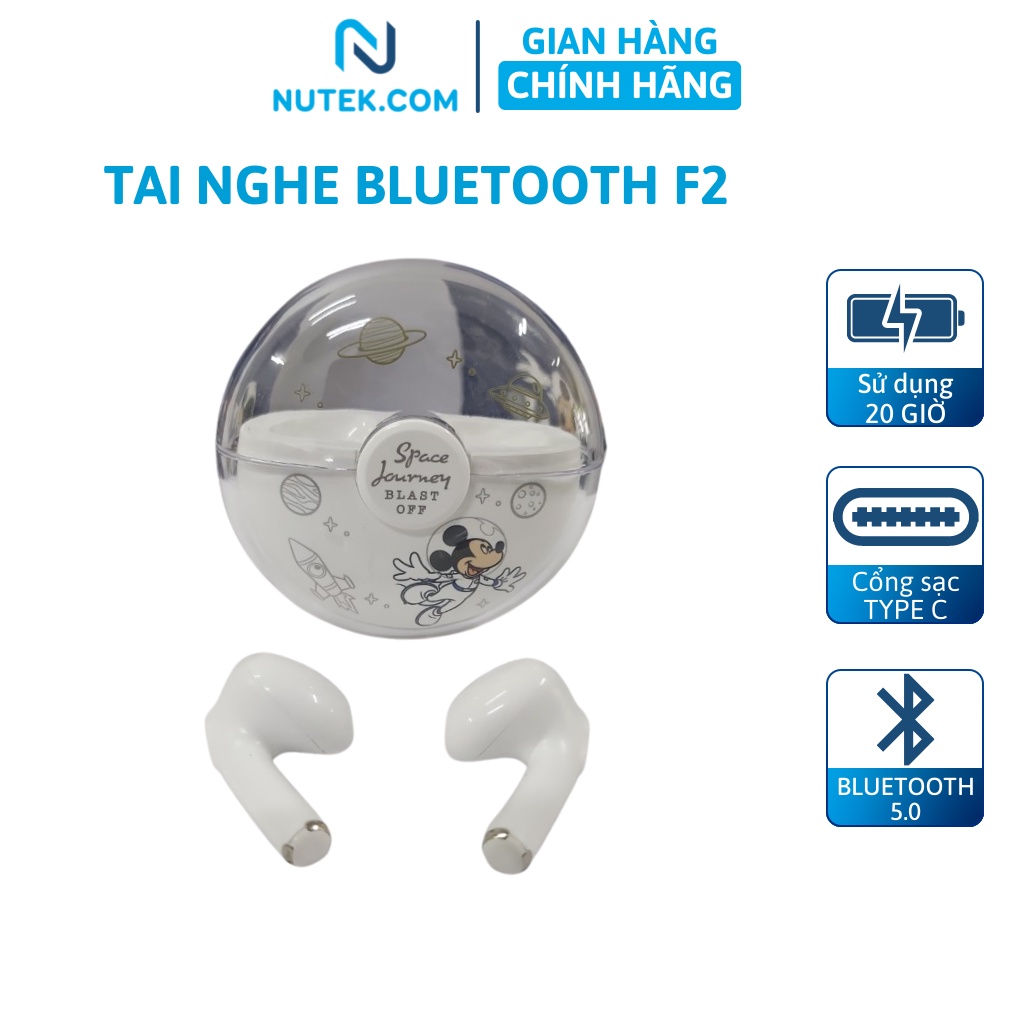 Tai nghe không dây NUTEK F2 bluetooth hình phi hành gia, loại bỏ tiếng ồn, âm thanh chất lượng cao
