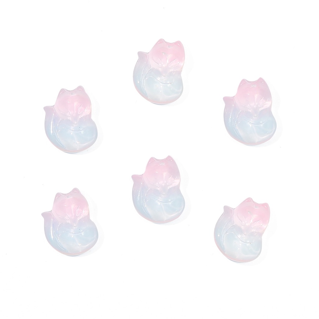 Set 10 hạt thủy tinh 18x14mm nhiều màu hình cáo dùng làm trang sức thủ công