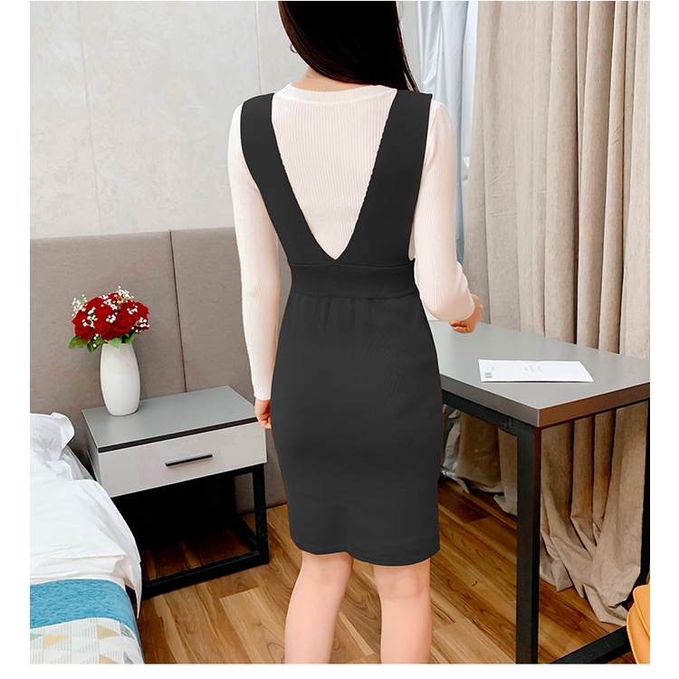 Đầm len gile 2 túi khoá kéo trước ngực Al25