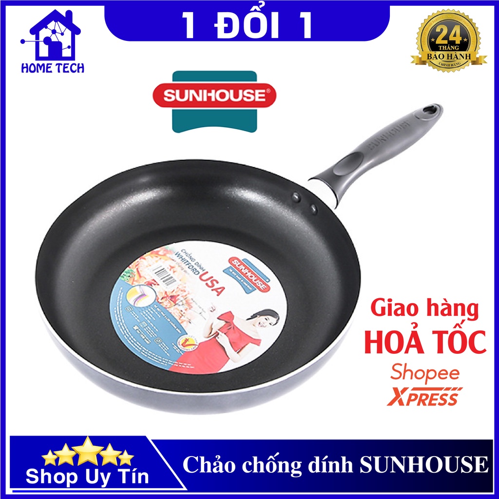 Chảo Chống Dính SUNHOUSE Trơn Size 18-30cm Hàng chính hãng chống dính Whitford nhập – USA cao cấp