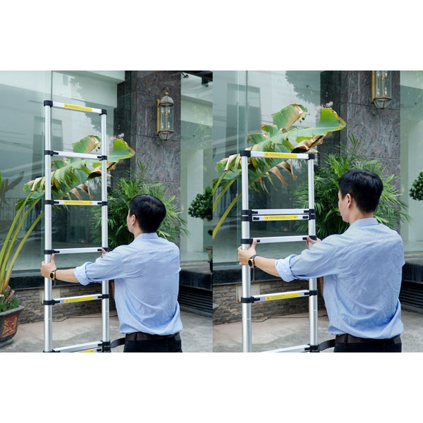 Thang nhôm rút đơn 3,8M-4,4M-5M gấp gọn nhập khẩu chính hãng FUJIHOME, thang rút xếp gọn gia đình đa năng CN Nhật Bản