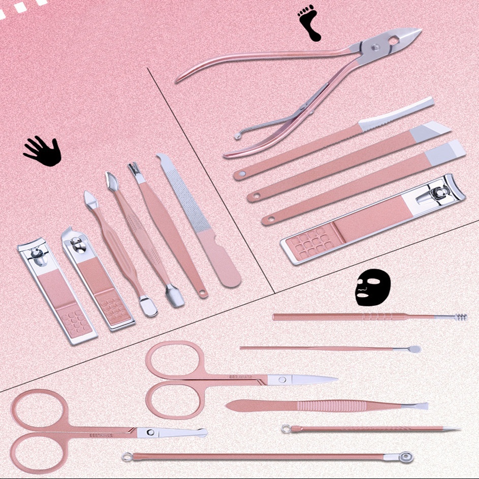 Bộ Dụng Cụ Làm Móng Tay Móng Chân 18 Chi Tiết Bộ Bấm Móng Tay Bằng Thép Không Gỉ Chuyên Nghiệp
