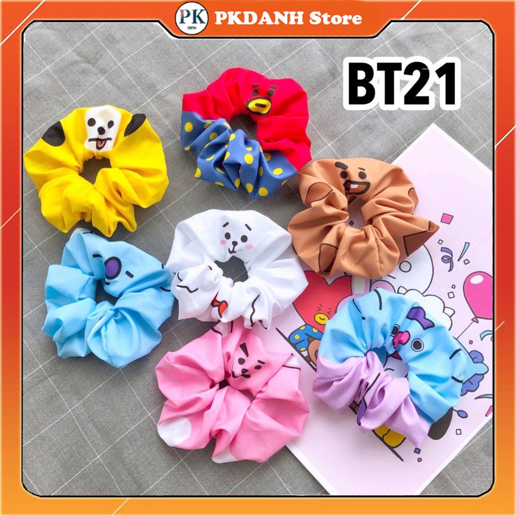 Cột tóc Scrunchies BT21, dây buộc tóc vải scunchie BTS THE CHARACTERS