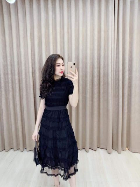 Freeship 99k TQ_Váy ren tầng