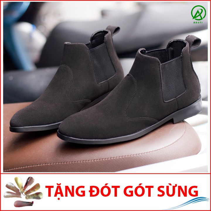 Giày Chealsea Boot Da Lộn Nam AROTI Cao Cổ Chất Đẹp Cao Cấp,Đế Khâu Siêu Bền, Tăng Chiều Cao 3cm  Đủ size  CB520-BUD(DG)