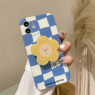 Ốp điện thoại mềm họa tiết caro có giá đỡ thích hợp cho iphone 7 8 plus xr xs 11 12 13 14 15 mini pro max