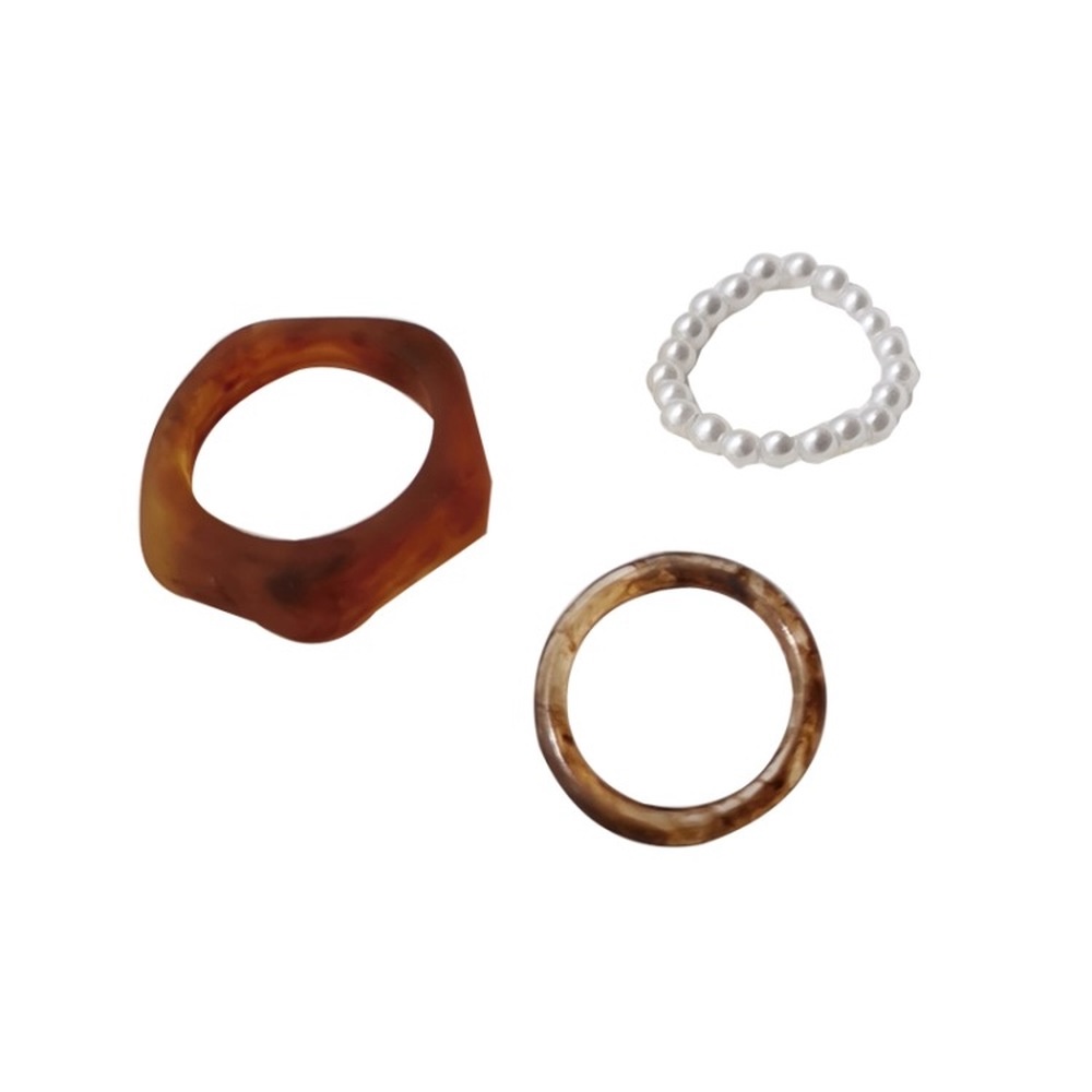 Set 3 Nhẫn Đính Ngọc Trai Phong Cách Retro Thời Trang Cho Nữ