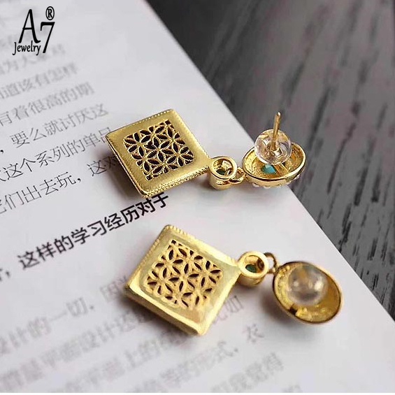 Bông Tai Bạc 925 A7 S925 Kiểu Dáng Hình Học Thời Trang