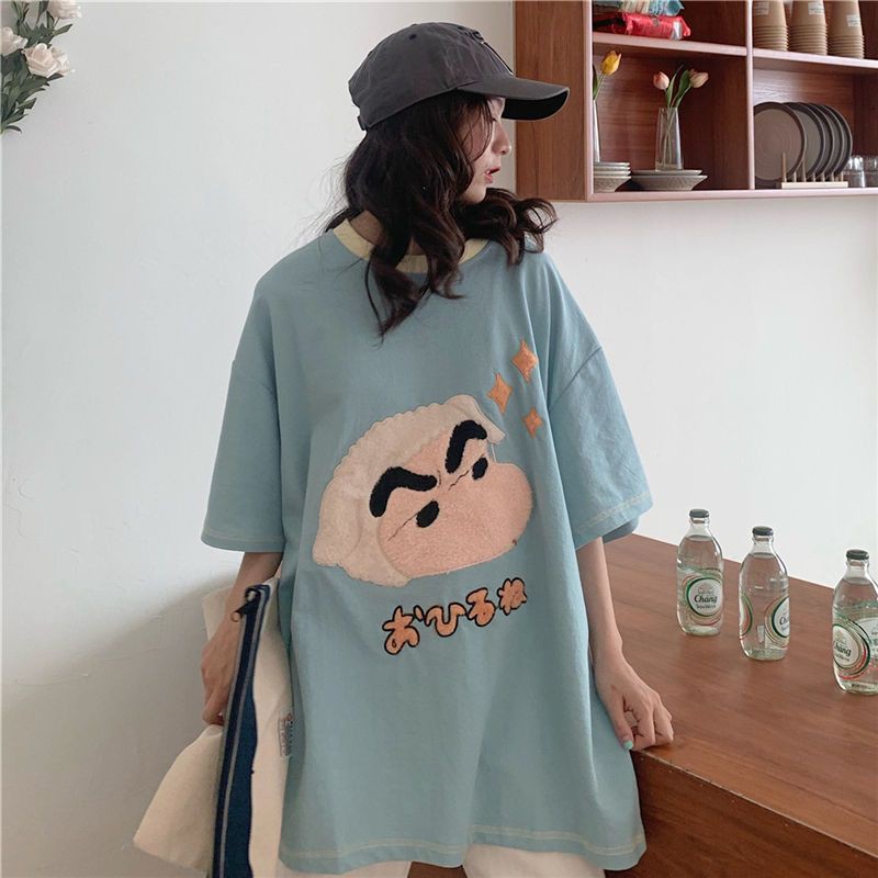 [ORDER] Áo phông nữ đáng yêu ulzang hình cừu bông chỉ nổi dáng oversize (ảnh thật)